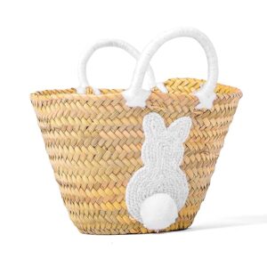 Personalized Easter Basket – Handmade Bunny Baskets With Custom Name, Cute Rabbit And Colorful Pompoms For Kids – Perfect For Easter Egg Hunt, Storage Candies, Spring Birthdays And Baby Showers
