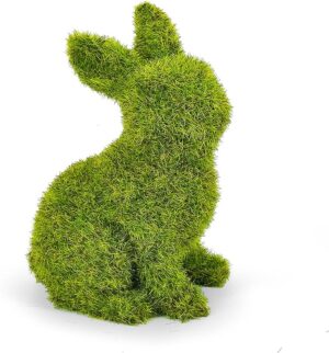 MicoSim Easter Bunny Decorations,Resin Moss Bunny Figurine,Garden Artificial Moss Rabbit Easter Décor Easter Party Favors Gifts(Medium0101)