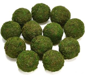 BYHER Natural Green Moss Decorative Ball,Handmade (3.5″-Set of 6)
